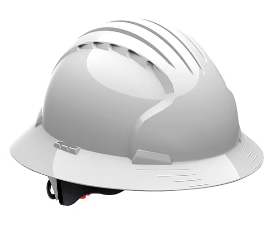 JSP 6-Point Ratchet Type 1 Class E White Full Brim Hardhat