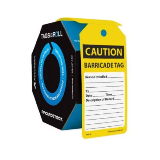 Barricade CAUTION Tags, 100 per Roll
