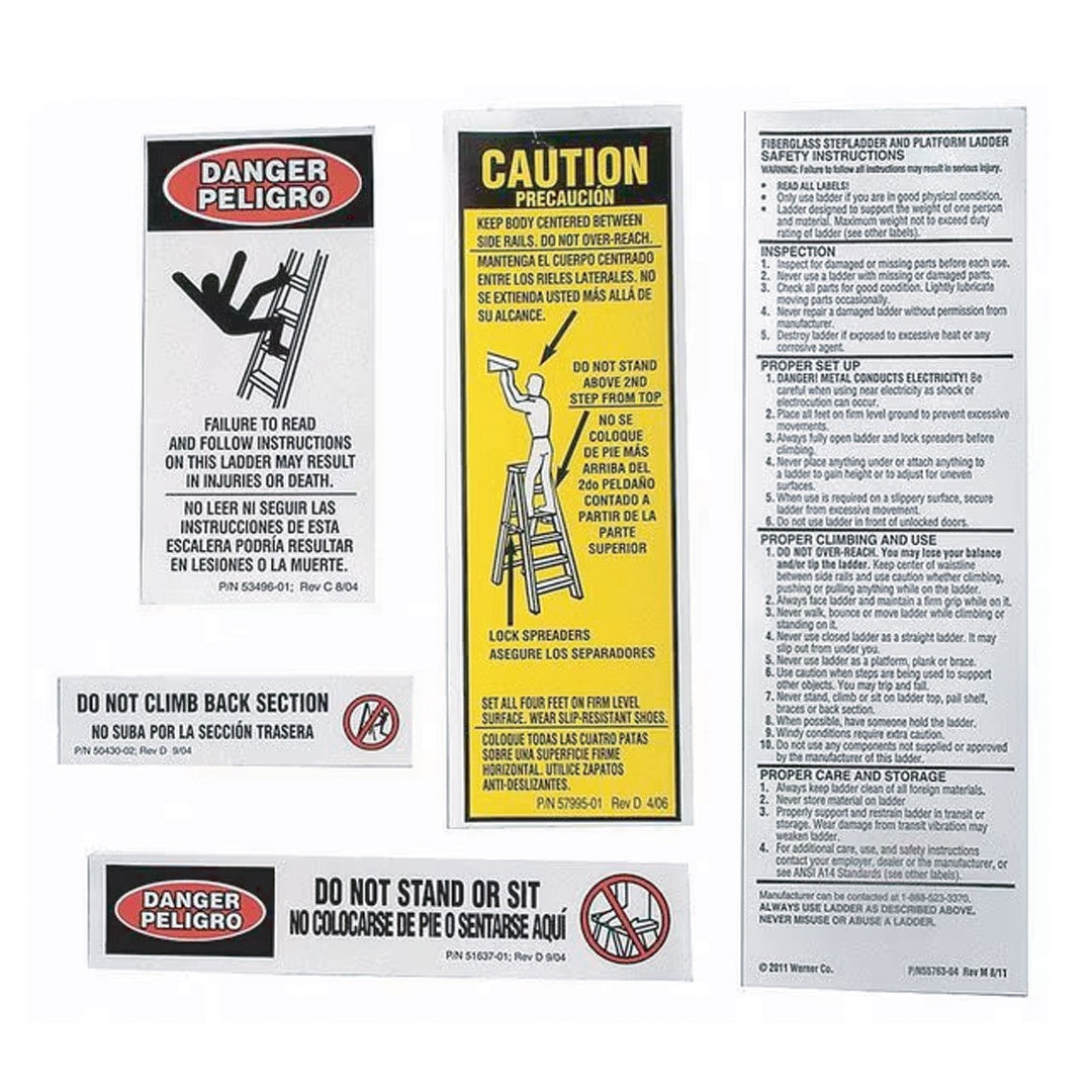 Werner Replacement Fiberglass Platform Ladder Sticker Set
