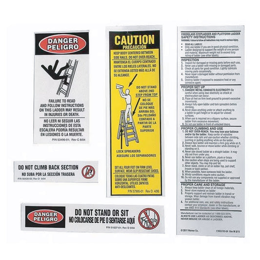 Werner Replacement Fiberglass Platform Ladder Sticker Set
