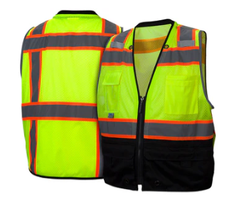 Hi-Viz Black-Bottom 7-Pocket Surveyor's Vest