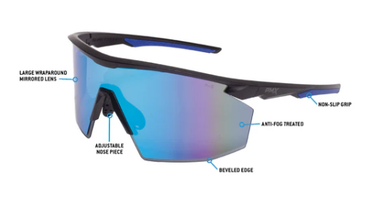 Pyramex PMXSPEC Half-Frame Blue Mirror Lens Safety Glasses